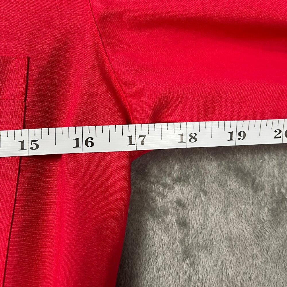 Foxcroft Cropped Button Up Shirt Women's 4 Red Raw Hem Party Academia Preppy - Picture 6 of 11